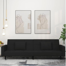 Sofa lova 2-vietė juodo aksomo 220 x 84,5 x 69 cm sofa lova išskleidžiama 2-in-1 sofa su 2 pagalvėlėmis, modernaus dizaino ir tvirtu mediniu rėmu, skirta svetainei, studijai ir svečių kambariui