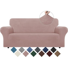 WEERRW Velvet Couch Cover, labai elastingi sofos užvalkalai su neslystančiomis putomis ir elastingu dugnu, baldų apsauga augintiniams, minkštas pliušinis audinys, rožinė, M