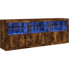 vidaXL Sideboard, Chest of Drawers with Lots of Storage Space, Highboard Cabinet with LED Lights, Sideboard, Side Cabinet, Standing Cabinet, Modern, Smoked Oak