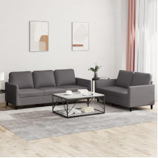 LAPOOH 3201762 2 dalių sofos komplektas su pagalvėlėmis, pilka dirbtinė oda, poilsio sofa, sofos ir kušetės, poilsio sofa, sofa svetainei
