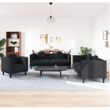 ShGaxin 3209252 3209252 3 dalių sofos komplektas su pagalvėle, juodas aksomas, poilsio sofa, sofos ir kušetės, poilsio sofa, sofa gyvenamajam kambariui