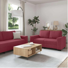 3-teiliges Sofa-Set weinroter Couch mit Kissen Stoff Sofa Bed für Plaudern und Fernsehen