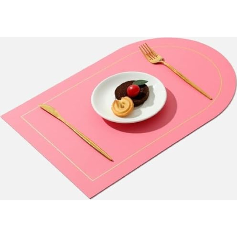für Tische, Mahlzeiten, Tischsets, doppelseitige zweifarbige Tischsets for den Esstisch, 2er-Set, rutschfeste, leicht zu reinigende Küchen-Essmatten, hitzewaschbare Tischsets aus Kunstleder(Pink)