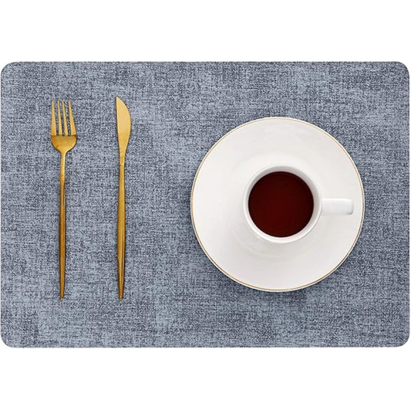 Tischset Rechteckig, 6er-Set Rechteckig, hitzebeständig Platzdeckchen für Küche,Zuhause,Restaurant,Speisetisch, 43x30cm, Nebelblau