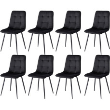 GrandCA HOME 8 valgomojo kėdžių rinkinys Velvetas minkšta sėdynė Modernios virtuvės kėdės su metalinėmis kojomis Juoda HL