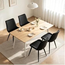 YLGJ&TIDY Valgomojo kėdės, 4 kėdės, virtuvės kėdės su dirbtine oda ir metalinėmis kojomis, ergonomiškos minkštos kėdės, valgomojo kėdės valgomajam, virtuvei, svetainei, iki 136 kg (juodos spalvos, komplektas)