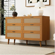 Chest of Drawers with 6 Drawers, Wooden Sideboard, Drawer Cabinet with Metal Handles, for Bedroom, Living Room, Office, Sideboard Highboard with Lots of Storage Space, Dimensions W 120 x H 76.5 x D 40