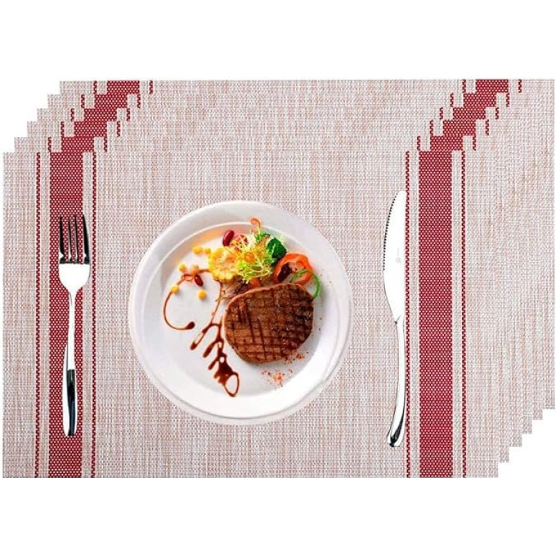 Tischsets, 6er-Set, hitzebeständige, waschbare PVC-Tischsets for den Esstisch in der Küche - Küchenzubehör dekoravimas, 1 (3) (Spalva : 18)