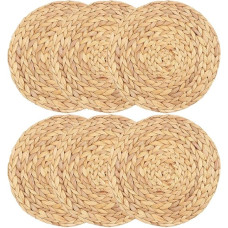 Runde Gewebte Tisch rinkiniai, Wasser Hyazinthe Gewebte Rattan Tisch rinkiniai Runde Geflochtene Rattan Tisch rinkiniai rutschfeste Isolier Unterlagen