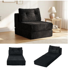 ROCSUMOO Klappschlafsofa, Verstellbarer Schlafsessel mit Rückenstütze und Kissen, Tragbarer 3-in-1-Klappstuhl, Bequemes Zusammenklappbares Bodensofa für Wohnzimmer Schlafzimmer (Schwarz, Einzelplatz)