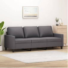 3-sitzer-Sofa Wohnzimmer Sofa Sitzecke Wohnzimmer Sofa Couch Sitzecke Grau 180 cm Kunstleder - 359144