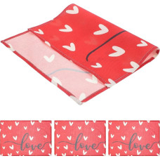 4 Stück Herz Tischsets Leinen Tischmatten Waschbar für Valentinstag Küchentisch Platzsets zum Schutz vor Kratzern und Flecken