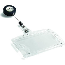 Durable 800519 Kietas dėklas su spaustuku verslo / saugumo ženkleliams 54 x 85 mm Skaidri pakuotė, 25 vnt.