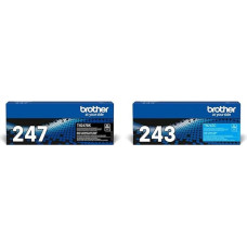 Brother TN-247BK Toner Cartridge, High Yield, Black, XL & TN-243C Toner Cartridge DCP-L3510CDW/L3550CDW, HL-L3210CW/L3230CDW/L3270CDW, MFC-L3710CW/L3730CDN/L3750CDW/L3770CDW Cyan cycy