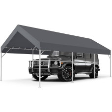 MasterCanopy 3.6 x 6 m Galvanised Steel Garage Tent Storage Tent Tool Shed Carport PE Roof, Grey
