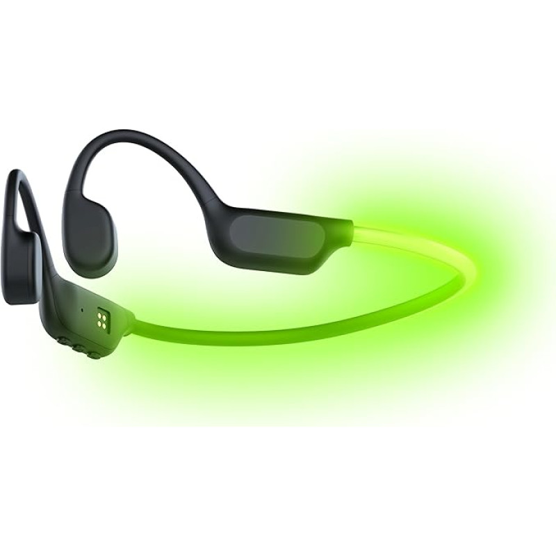 Knochenschall Kopfhörer mit LED-Sicherheitslicht, Schwarz-Grün