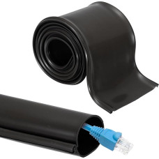 QUARKZMAN Kabelschlauch 2 Meter Durchmesser 45mm Flexibel Kabelkanal Drähte Hülse mit Verschluss, Silkon Kabelschutzschlauch Leerrohr für TV Computer, Schwarz