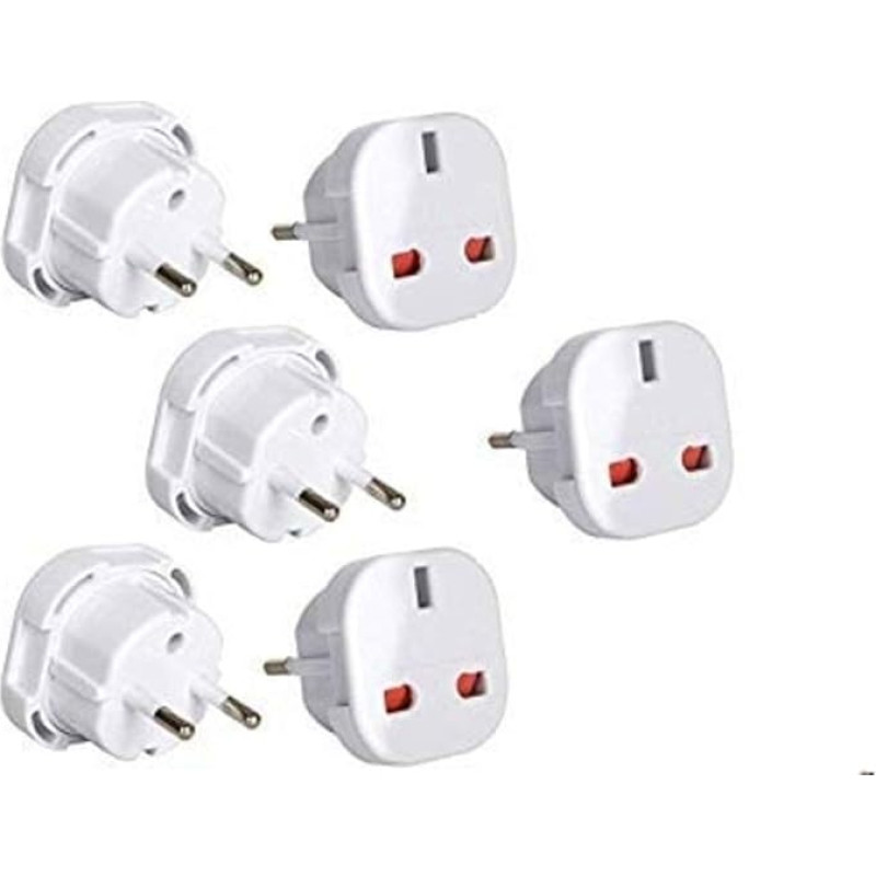 Juodos spalvos kelioninis adapteris iš JK į ES kontaktų Q4U konvertuoja maitinimo euro kištuką 6 pakuotės