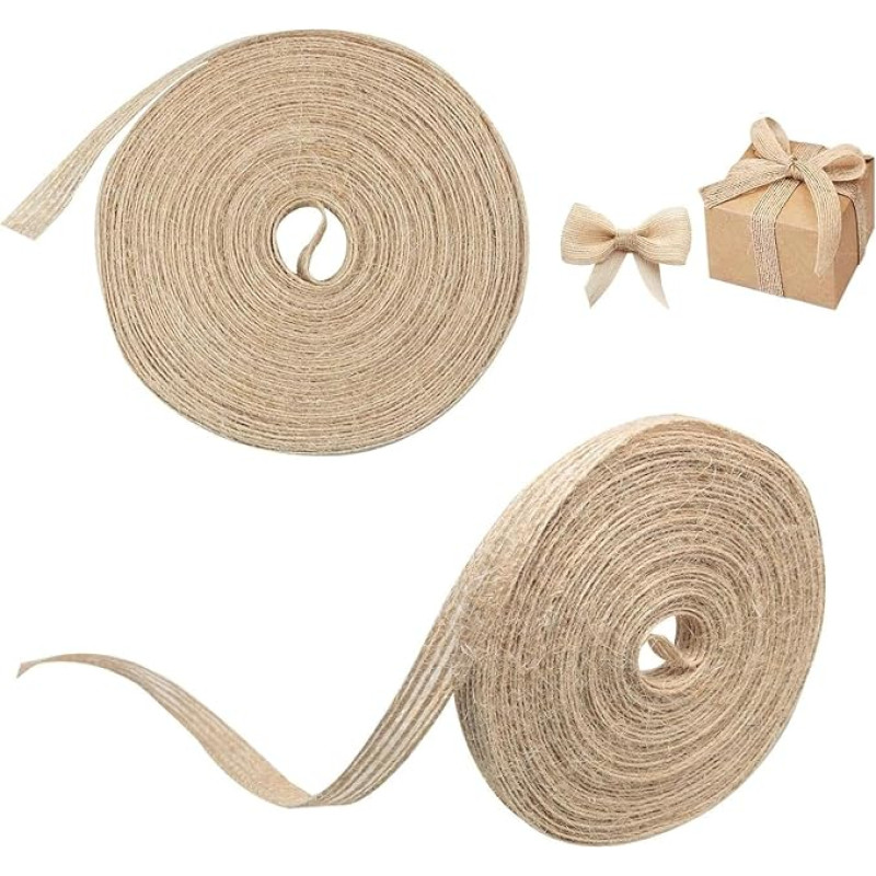 2 Rollen natürliches Juteband zum Dekorieren von Hochzeitsgeschenken und Weihnachtskränzen, DIY-Nähprojekten