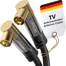 KabelDirekt 4K Antenna Cable, Coaxial Cable, TV Cable 90° Angled – 12.5 m – TV Cable Digital & Analogue – Available in 0.5-20 m (Angled Male/Angled Female, DVB-C/DVB-T/DVB-S, Black)