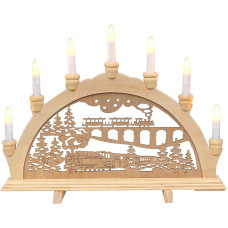 Wooden Candle Arch with Train Design 7 Bulbs Approx. 45 x 4 x 33 cm