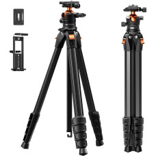 K&F CONCEPT A305A1+BH-40 fotoaparato trikojis išmaniesiems telefonams su mobiliojo telefono planšetės laikikliu, aliumininis kelioninis trikojis 187 cm