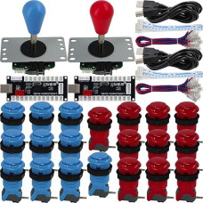 SJ@JX Arcade Game 2 Player Controller DIY Kit Microswitch Button 4&8 Way Joystick Zero Delay USB Encoder Fighting Stick Handles Console for PC MAME Raspberry Pi Retropie