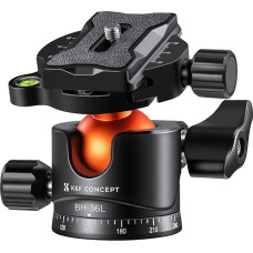 K&F CONCEPT 36 mm metalinė trikojo galvutė, žemo profilio rutulinė galvutė, rutulinė galvutė su 