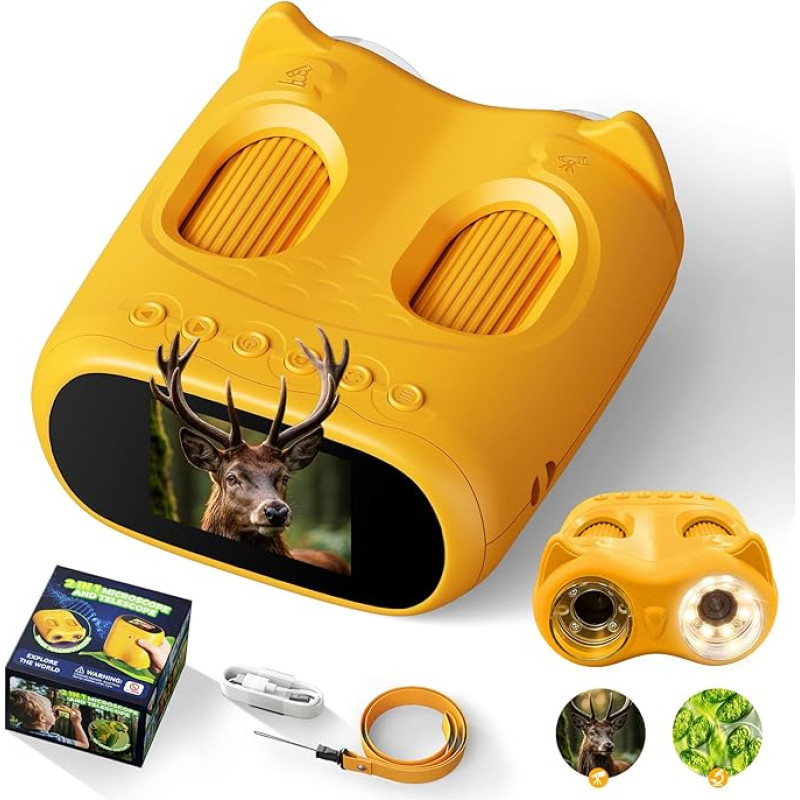 ARNSSIEN 2-in-1 skaitmeninis mikroskopas vaikams ir teleskopas, 1000X vaikiškas mikroskopas lauke, 1080p nuotrauka / vaizdo įrašas, mikro makroskopinis tyrinėtojo žaislas vaikams, dovanos, mergaitėms, berniukams, 6-10 metų