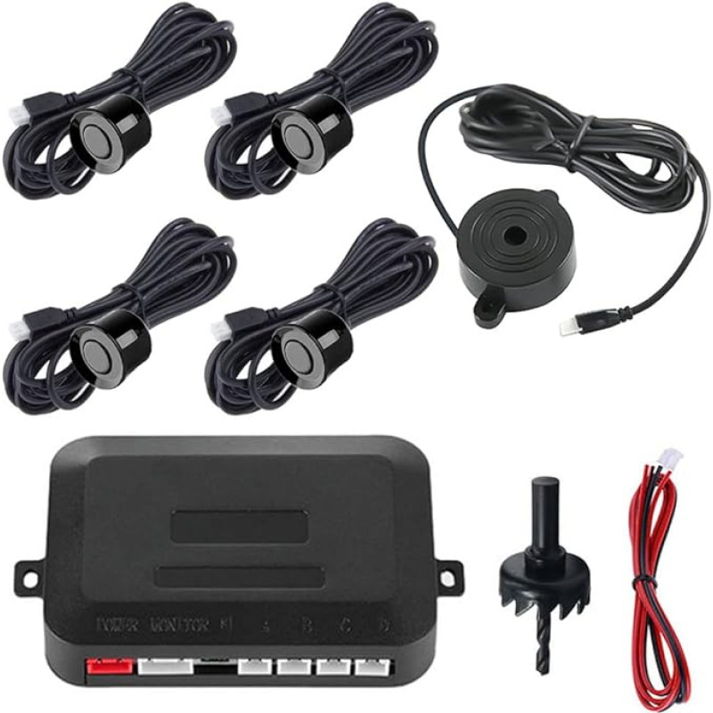 MOCNT Automobilio parkavimo pagalba 4 galiniai jutikliai atbulinės eigos pagalba automobilio atbulinės eigos signalizacija parkavimo sistema parkavimo jutikliai atbulinės eigos parkavimo pagalba atbulinės eigos radaro sistema garsinis signalas įspėjimas j