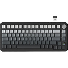 ATTACK SHARK X85PRO belaidė mechaninė klaviatūra su TFT ekranu ir mygtukais, 75% QMK žaidimų klaviatūra su antspaudu, 2.4G/BT/USB-C laidinė, keičiama karštuoju būdu, 4000 mAh, NKRO, RGB (Mėnulio naktis)