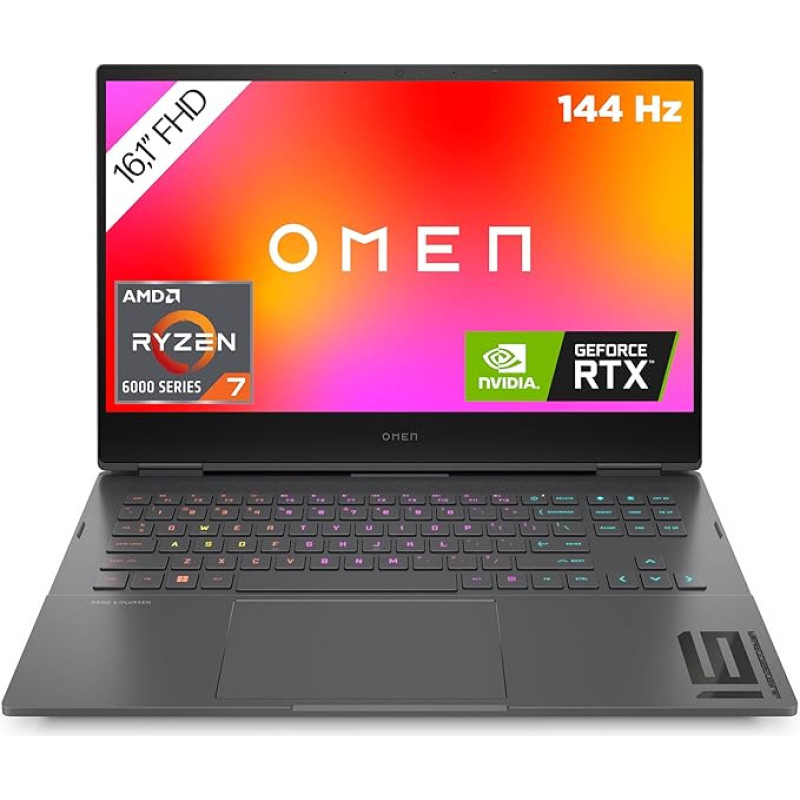 OMEN žaidimų nešiojamasis kompiuteris | 16,1 colio FHD IPS 144 Hz ekranas | AMD Ryzen 7 6800H | 16 GB DDR5 RAM | 512 GB SSD | NVIDIA GeForce RTX 3070Ti | Windows 11 | 4 zonų QWERTZ klaviatūra su RGB apšvietimu | Mica Silver