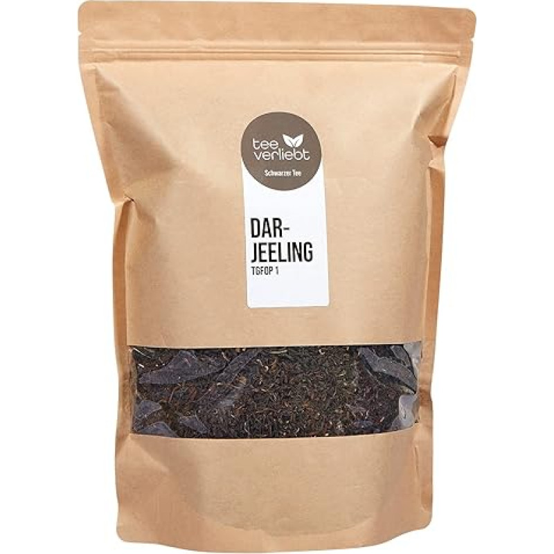 teeverliebt - Darjeeling Second Flush 1000 g I Palaidos Darjeeling arbatos TGFOP1 iš Indijos I Sodrios vasaros derliaus I Orange Pekoe juodoji arbata Palaidos 1 kg
