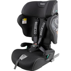 Sparco i-Size-Kindersitz SK8000IBK für Kinder von 76 bis 150 cm, ECE R129/04-zertifiziert, mit ISOFIX und Top Tether, verstellbarer Kopfstütze, klappbarer Rückenlehne und 5-Punkt-Gurt, Farbe: Schwarz