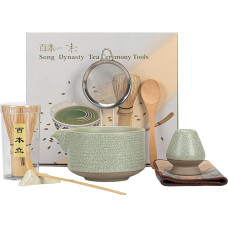 Matcha Set, 7-Piece Macha Tea Set with Matcha Brush, Matcha Bowl, Matcha Whisk, Matcha Strainer, Matcha Chasen, for Matcha Tea Ceremony and Matcha Lovers