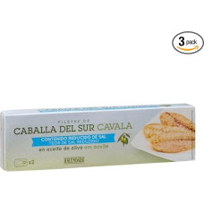 Pietų skumbrės filė alyvuogių aliejuje - su sumažintu druskos kiekiu - 8 skardinės (4 x 2 pakuotės) - 8 x 120 g (680 g nusausinimo svoris) - rankomis išdėliota filė - gausi omega-3 - idealiai tinka dietai su mažu natrio kiekiu