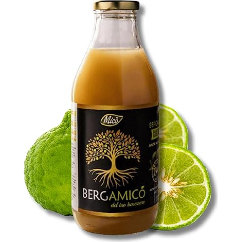 Bergamicó Bergamot Juice Calabria 750 ml - NFC Juice Not From Concentrate - Bergamot from Calabria - Natural Bergamot Juice in Glass Bottle - Mechanical Cold Pressed