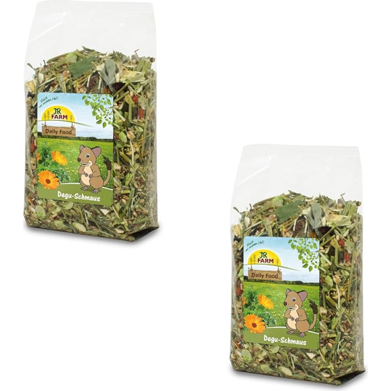 JR Farm „Degu-Schmaus“ | Dvigubas rinkinys | 2 x 800 g | Pilnavertis pašaras degu | Laukinės sėklos ir gyvulinių baltymų mišinys | Su vitaminais ir mineralais