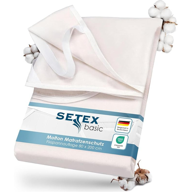 Setex Molton Mattress Protector, natural, 80 x 200 cm