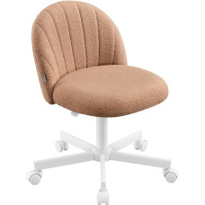 SONGMICS Home Office Chair Teddy Fleece Dressing Chair Desk Chair Foam Padding Height Adjustable Study Bedroom Dressing Room Caramel Brown OBG027K101