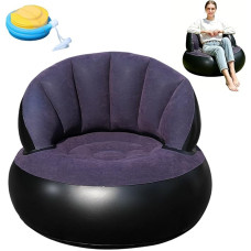 „CEWROM“ pripučiama sofa, pripučiama kėdė, fotelis, sofa ir sofos-gultas su flokuotu paviršiumi, skirti svetainei, vandeniui atspari pripučiama sofa, pripučiama sofos-gultas, pripučiama lauko kempingo sofa (tamsiai mėlyna)