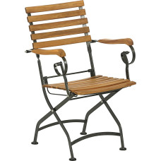 Dehner Tegernsee Folding Chair Approx. 88 x 57 x 56 cm FSC Certified Acacia Wood / Steel Natural / Black | FSC acacia wood / steel