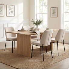 „chairus“ 4 vnt. valgomojo kėdės, modernios, su metalinėmis kojomis, šenilinės, „Oat Milk“ spalvos | Paprastos virtuvės kėdės su minkštu šeniliniu audiniu ir tvirtomis metalinėmis kojomis, tinkamos virtuvėje, restorane ar svetainėje
