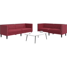 Gecheer 2-TLG. „Chesterfield“ sofų komplektas iš vyno raudonumo dirbtinės odos, moderni minkšta sofa, skirta svetainei, miegamajam ir žaidimų kambariui 3209278
