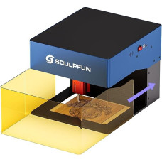 SCULPFUN iCube Pro Max 10W Laser Engraving Machine, Mini Laser Cutter with Filter, App Engraving, Engraving Speed 10000 mm/min, Temperature Alarm, 0.08 mm Laser Focus, Laser Engraver for Wood, Acrylic