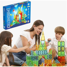GEOMAG – magnetinės plytelės „Gems“ (100 vnt.), magnetinis žaidimas vaikams su 4 formų plytelėmis, „Montessori“ žaislas vaikams nuo 3 metų, mokomasis žaislas, STEM žaislas, gimtadienio ir Kalėdų dovanos vaikams