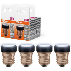 „Osram LED Star Flat“ 3,5 W (atitinka 28 W), 300 lm/4000 K, šaltai balta 840, matinis, juodos spalvos plastikinis korpusas, su E27 sriegiu, be reguliavimo funkcijos, 35 mm skersmuo, 4 vnt. pakuotėje