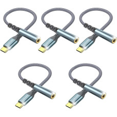 USB-C į 3,5 mm lizdą, 5 vnt. pakuotėse: C tipo į 3,5 mm ausinių AUX skaitmeninio garso adapteris, AUX į USB-C ausinių adapteris, skirtas „Samsung Galaxy“, „Pixel“, „iPad Pro“, „Huawei“, „Xiaomi“ ir kitiems įrenginiams