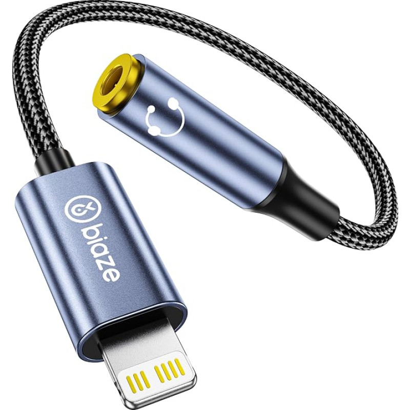 Y41 iPhone Headphone Adapter, Lightning to 3.5mm Adapter AUX Adapter Compatible with iPhone 14/13/12/11 Full Series/SE/X/XR/XS/8 (Lightning to 3.5mm)