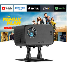 Išmanusis mini projektorius, palaikantis 4K raišką ir suderinamas su programėlėmis – „XuanPad 3500“ ANSI projektorius su automatiniu fokusavimu ir trapecijos iškraipymų korekcija, „Wi-Fi 6“ ir „Bluetooth“, 210° kampo namų kino / lauko erdvės juodas projek